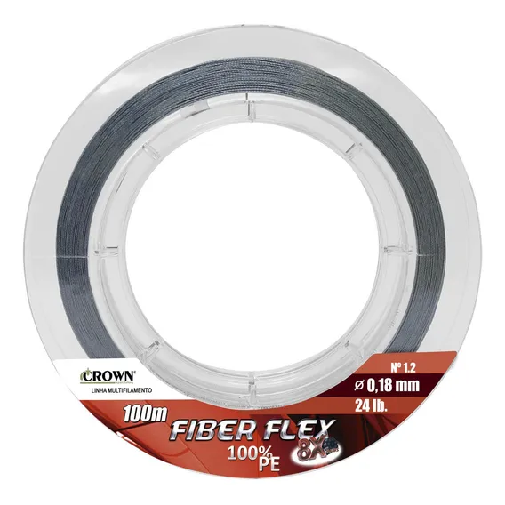 Linha Multifilamento 8x Fiber Flex Crown 100 Metros Cinza Foto 1