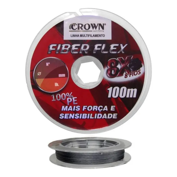 Linha Multifilamento Crown Fiber Flex 8x 0,18mm 24lbs 100m Foto 1