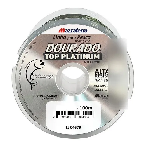 Linha Pesca Dourado Top Platinum Monofilamento 0,80mm 100m Foto 1