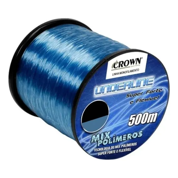 Linha Pesca Monofilamento Crown Underline 0,33mm 21lb 500mt Cor Azul Foto 1