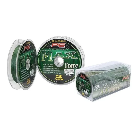 Linha Pesca Multifilamento Maruri Max Force Super Pe 0.40mm 100 Cor Verde Foto 1