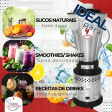 Liquidificador Alta Rotação 4 Litros Industrial Inox Potente 220v Foto mini 3