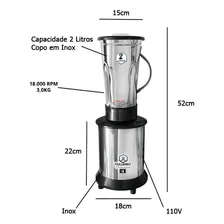 Liquidificador Industrial 2 Litros Alta Rotação Inox 110v Foto mini 3