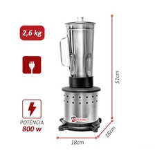 Liquidificador industrial KD Eletro Liquidificador Industrial LAR-2 2 L aço inoxidável 127V Foto mini 3