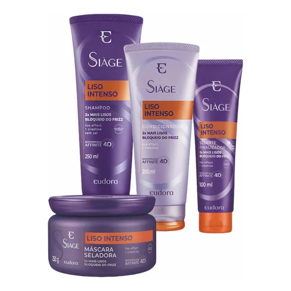 Liso Intenso Siáge - Shampoo + Máscara + Cond. + Selante Foto 1