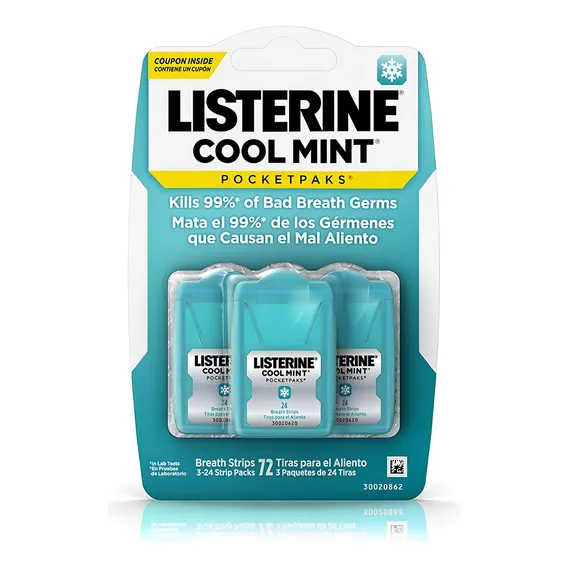 Listerine Pocket Pack Sabor Cool Mint 72 Tiras Foto 1