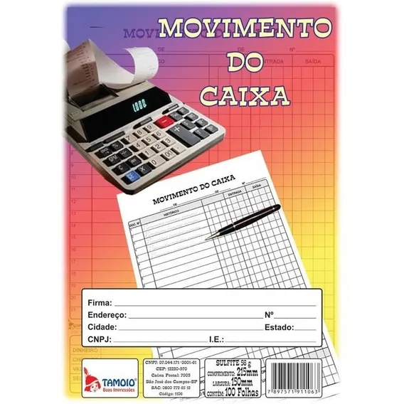 Livro Movimento Caixa Pequeno 100 Fls C/5 Unidades Tamoio Cor Branco Foto 1