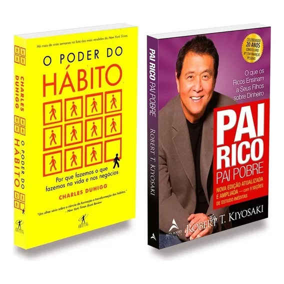 Livros O Poder Do Hábito + Pai Rico Pai Pobre, De : Robert T Kiyosaki / : Charles Duhigg. Não Aplica, Vol. Não Aplica. Editorial Objetiva - Alta Books, Tapa Mole, Edición Não Aplica En Português, 2022 Foto 1