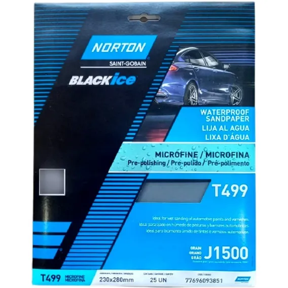 Lixa D'agua Microfina Black Ice T499 Grão 1500 Norton Foto 1