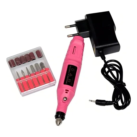 Lixa Elétrica Rosa Portátil Com Kit Lixas Foto 1