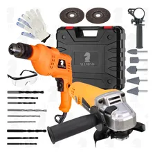Lixadeira Esmerilhadeira Kit Parafusadeira Furadeira Eletrica Controle Velocidade 110v Foto mini 2
