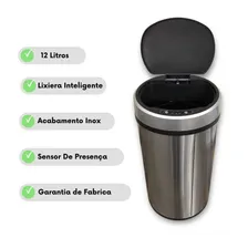 Lixeira 12litros Inox Sensor Automatico Presença Inteligente Foto mini  2