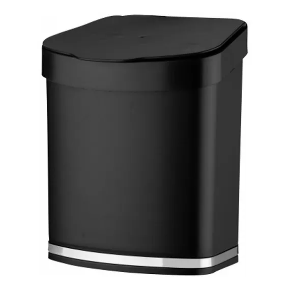 Lixeira 2,5 Litros P/ Bancada Pia Cozinha Tampa 1258 Future Cor Preto Detalhe Prateado Chique Foto 1