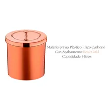 Lixeira 5lt Tampa Cesto Lixo Banheiro Pia Cozinha Rose Gold Foto mini  3
