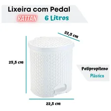 Lixeira 6 Litros Com Pedal Rattan Pia Escritório Banheiro Foto mini  2