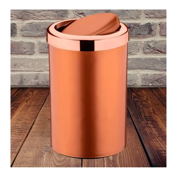 Lixeira 8l Cesto Lixo Tampa Basculante Banheiro Rose Gold Foto 1