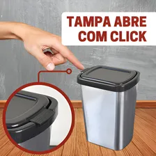 Lixeira 9 Litros Tampa Click - Plástico - Cozinha - Banheiro Foto mini 3