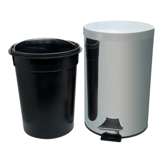 Lixeira Aço Inox 12 Litros Com Balde Removível Tampa E Pedal Foto 1