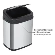 Lixeira Automática Aço Sensor 20 Litros 38x32x24cm - Inox Foto mini  3