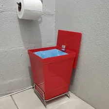 Lixeira Banheiro Dom Suporte Cromado Várias Cores Da Stolf Cor Vermelho Foto mini 3