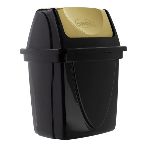Lixeira Basculante para Pia 6,5l PlasĂștil Ecoblack Foto 1