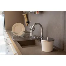Lixeira Branca 3 Litros Cozinha Banheiro Tampa Inox Foto mini 3