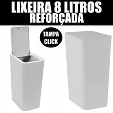 Lixeira Cesto De Lixo Tampa Click Banheiro Cozinha 8 Litros Foto  mini 1