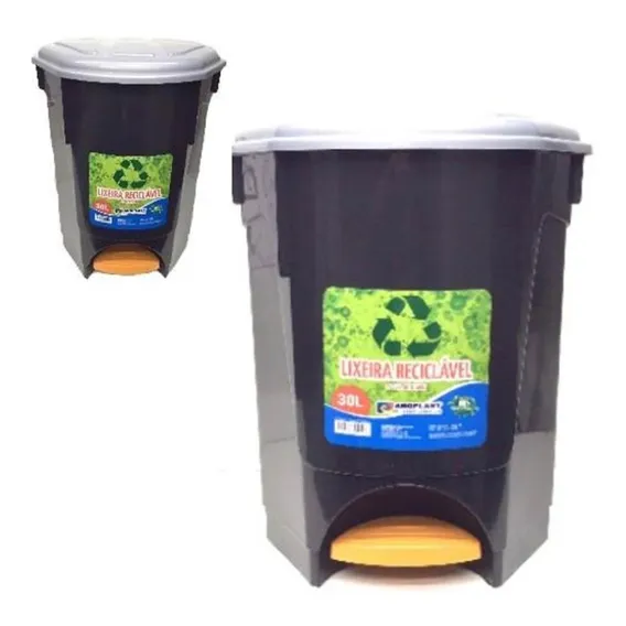 Lixeira Cesto Lixo 30 Litros Pedal Banheiro Grande Cozinha Foto 1