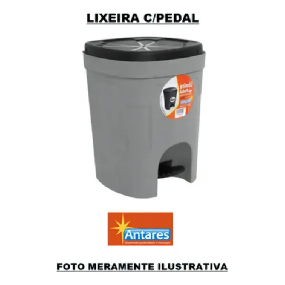 Lixeira Cinza C/ Pedal - 15litros Foto 1