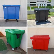 Lixeira Condomínio Container 500l Com Rodas Grande Cinza Foto mini  2