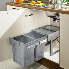 Lixeira De Embutir Com Corrediça Wasteboy 2baldes 16l Hafele Cor Cinza Foto mini 2