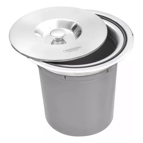 Lixeira De Embutir Inox 5l Tramontina - Clean Round Original Foto 1