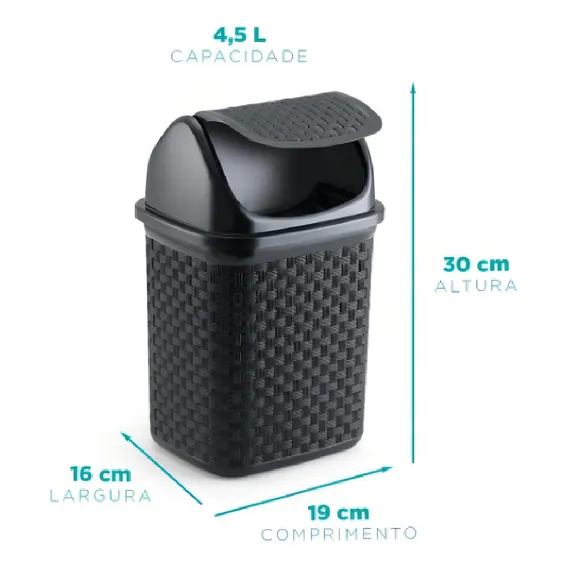 Lixeira De Pia Cozinha Basculante Rattan Nitron 4,5 Litros Foto 1