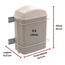 Lixeira Deslizante Embutir Lateral 8,8 Litros Corrediça Telescópica Giosul Foto mini 2