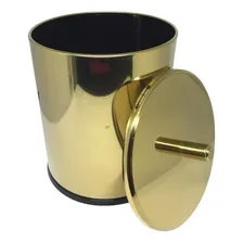 Lixeira dourada em aço inox para banheiro 5l Fineza Foto mini 2