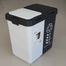 Lixeira Dupla 20 Litros Duo Preta Branca Plástica Seletivo Foto mini 2