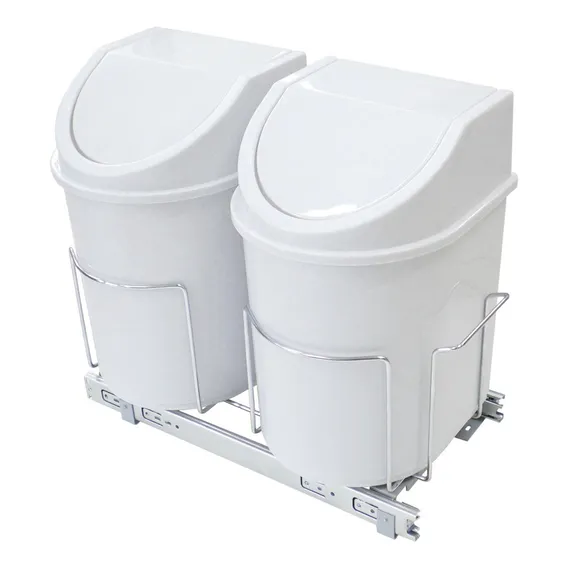Lixeira Dupla Ecol贸gica Deslizante 24l Cromado 8718 Jomer Cor Branco Foto 1