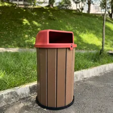 Lixeira Ecológica 100 Litros Madeira Plástica Cor Vermelho Foto mini 2