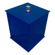 Lixeira Em Acrílico Quadrada Sem Strass Azul Decor Acrílicos Foto mini  3