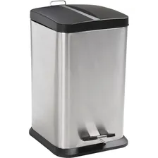 Lixeira Em Inox Com Tampa 12 Litros Quadrada Jaspe Lixo Mor Foto mini 1
