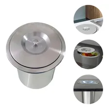 Lixeira Embutir 3 Litros Tampa Inox Escovado Balde AlumÃnio Foto mini 1