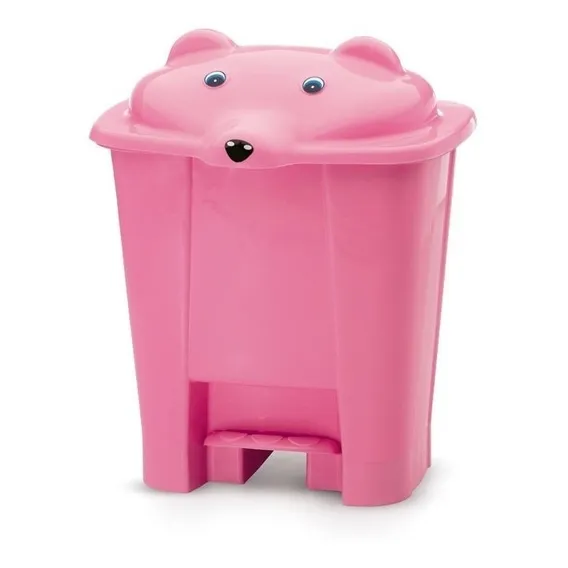 Lixeira Infantil Com Pedal Urso Pink 12 L - Cajovil Foto 1