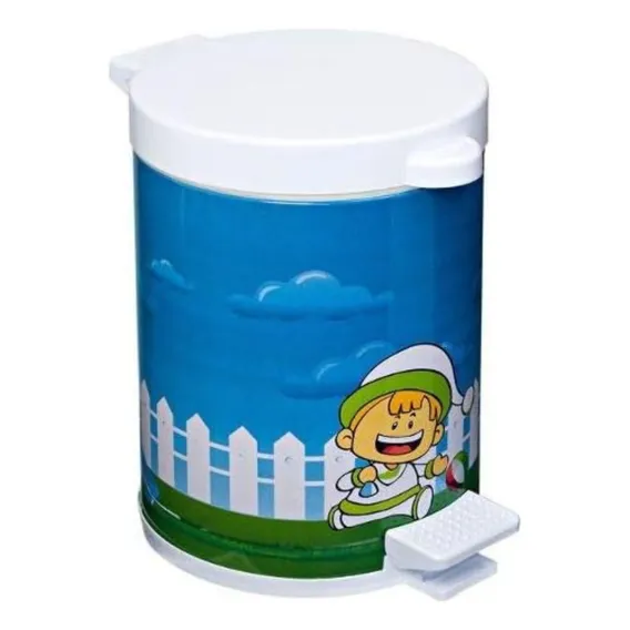 Lixeira Infantil Pedal 4,5l C/ Recip Plástico Masculina Azul Foto 1
