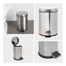Lixeira inox 12L pedal balde interno plástico Matmix Foto mini  2