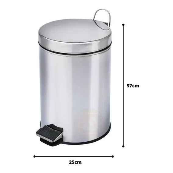 Lixeira inox 12L pedal balde interno plástico Matmix Foto 1