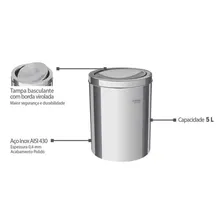 Lixeira Inox 5 Litros Swing Tampa Basculante Tramontina Foto mini 4
