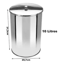 Lixeira Office Redonda Com Tampa Em Aço Inox 10l - Or3 Foto mini 1