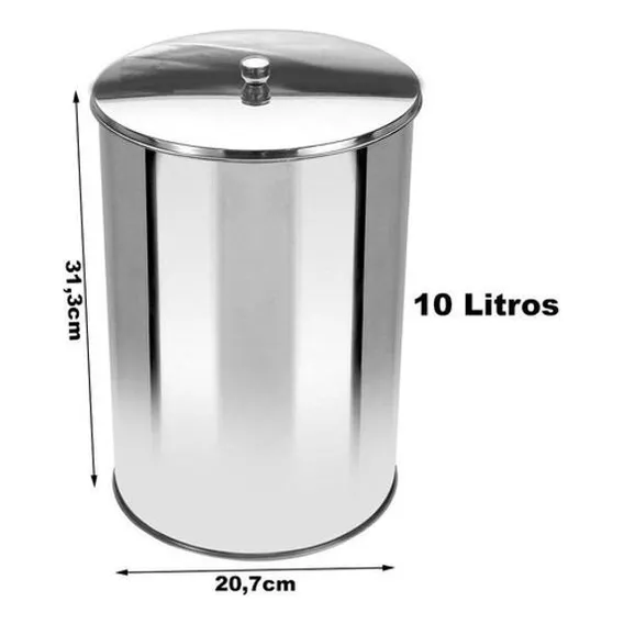 Lixeira Office Redonda Com Tampa Em Aço Inox 10l - Or3 Foto 1