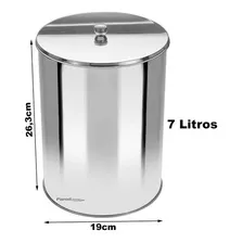 Lixeira Office Redonda Com Tampa Em Aço Inox 7l - Or2 Foto mini 1