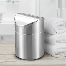 Lixeira Pia Pequena Tampa Basculante Inox 1l Foto mini  3